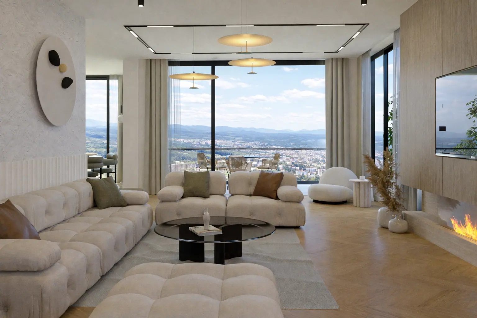 Serene living room by Lagom Studio